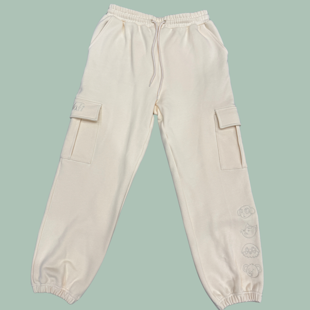 6 Pocket Embroidered Sweat Pants - French Vanilla Oatmeal