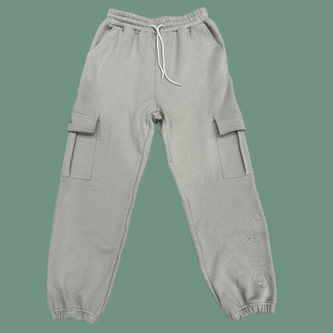 6 Pocket Embroidered Sweat Pants - Steel Grey