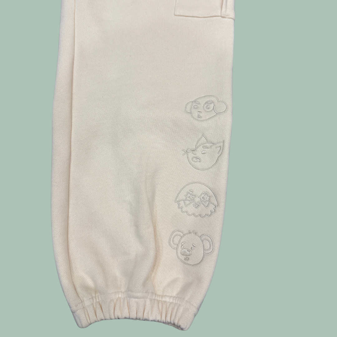 6 Pocket Embroidered Sweat Pants - French Vanilla Oatmeal