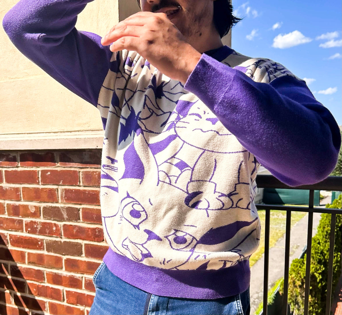 Digital Monster Knit Sweaters Lavender
