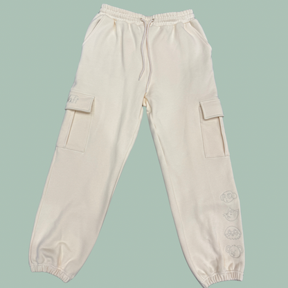 6 Pocket Embroidered Sweat Pants - French Vanilla Oatmeal