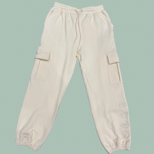 6 Pocket Embroidered Sweat Pants - French Vanilla Oatmeal