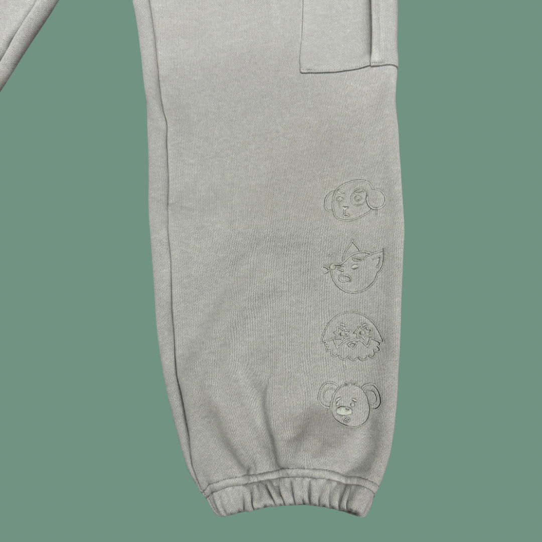 6 Pocket Embroidered Sweat Pants - Steel Grey