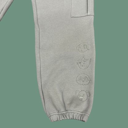 6 Pocket Embroidered Sweat Pants - Steel Grey