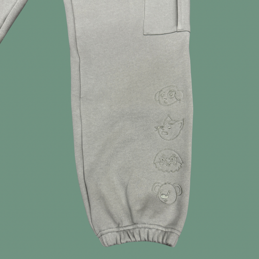 6 Pocket Embroidered Sweat Pants - Steel Grey