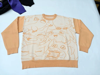 Digital Monster Knit Sweaters Peach