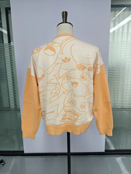 Digital Monster Knit Sweaters Peach