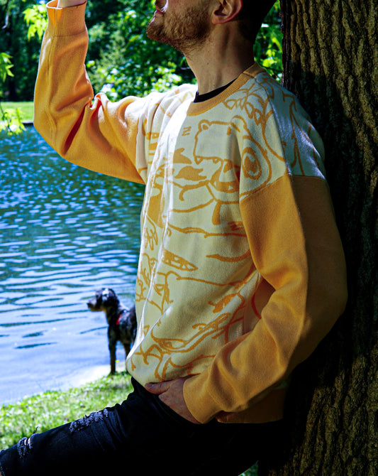 Digital Monster Knit Sweaters Yellow