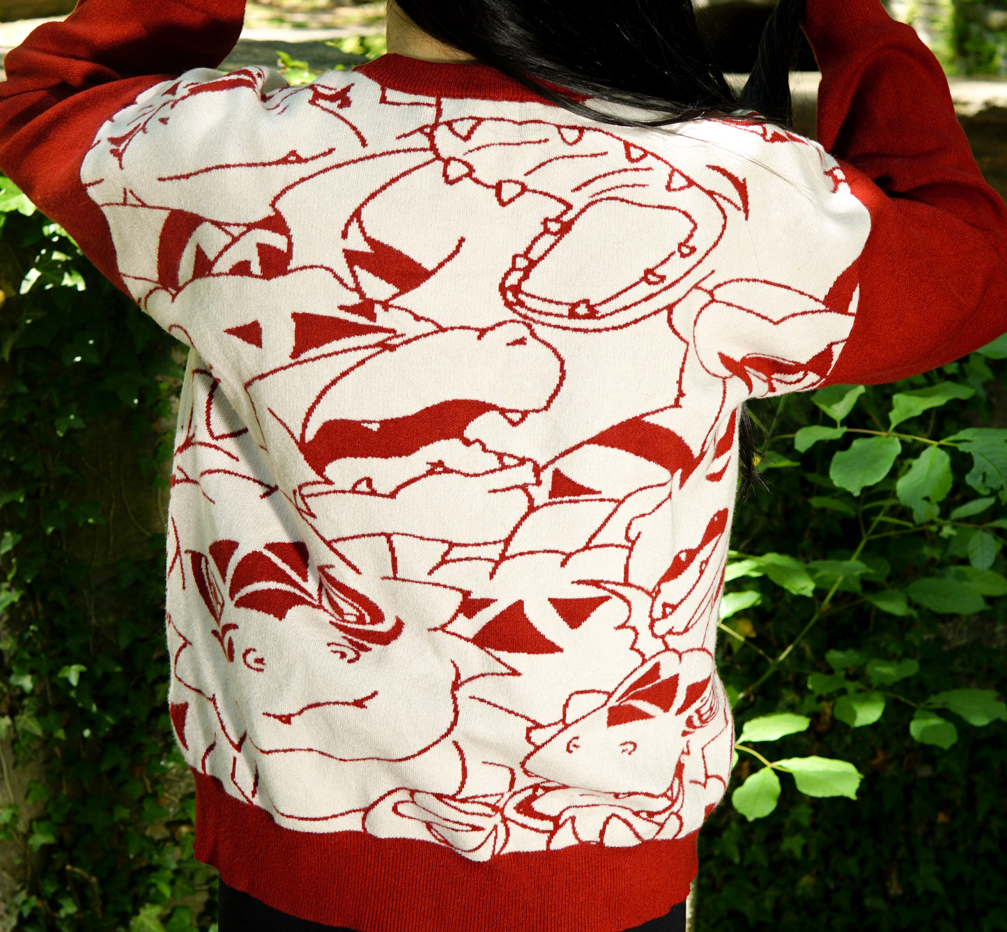 Digital Monster Knit Sweaters Red