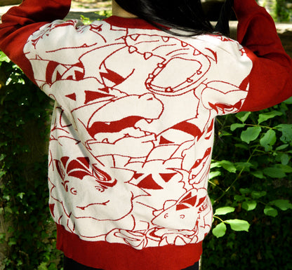 Digital Monster Knit Sweaters Red