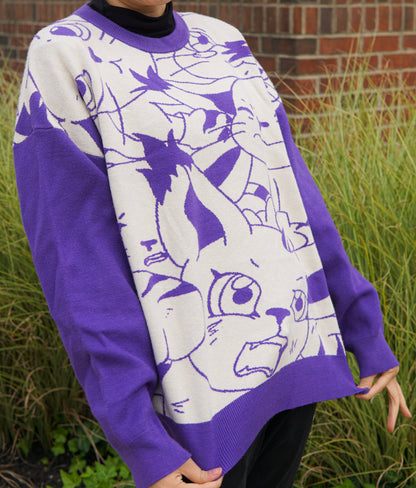 Digital Monster Knit Sweaters Lavender - NEW
