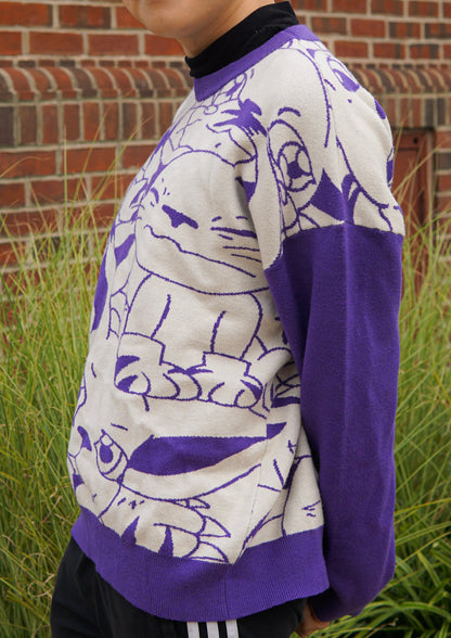 Digital Monster Knit Sweaters Lavender - NEW