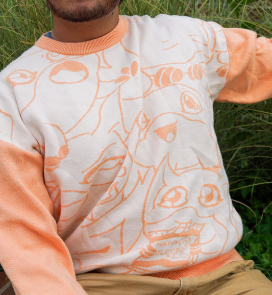Digital Monster Knit Sweaters Peach - NEW