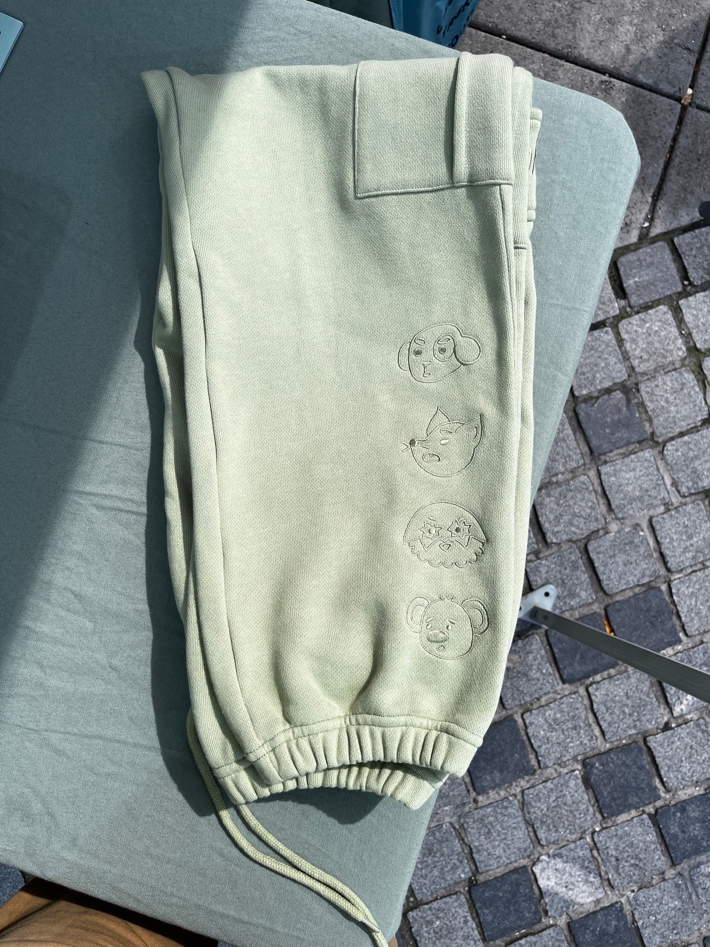 6 Pocket Embroidered Sweat Pants - Evergreen Fog