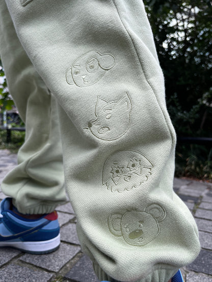 6 Pocket Embroidered Sweat Pants - Evergreen Fog