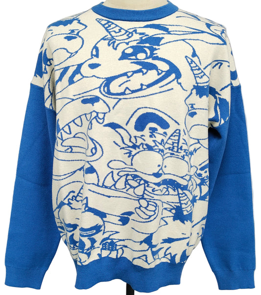 Digital Monster Knit Sweaters Blue