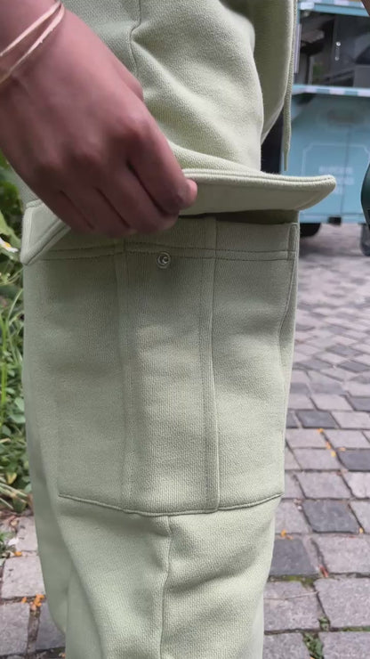 6 Pocket Embroidered Sweat Pants - Evergreen Fog