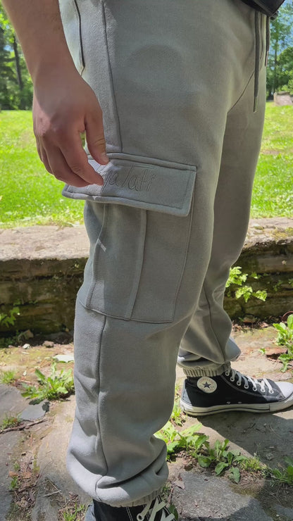 6 Pocket Embroidered Sweat Pants - Steel Grey