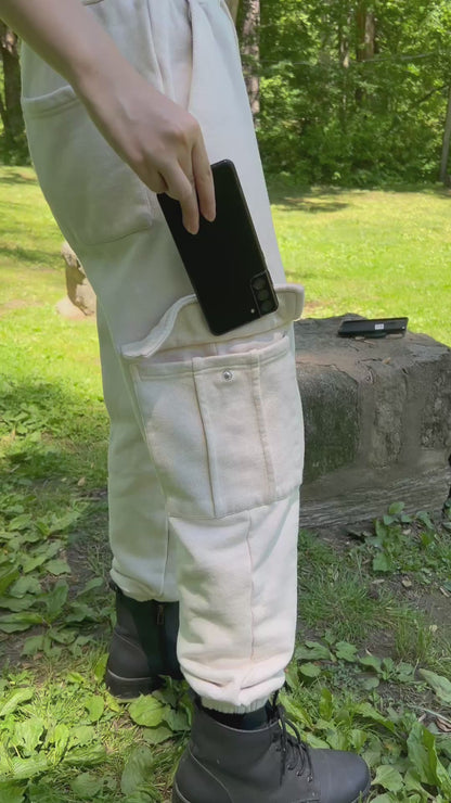 6 Pocket Embroidered Sweat Pants - French Vanilla Oatmeal